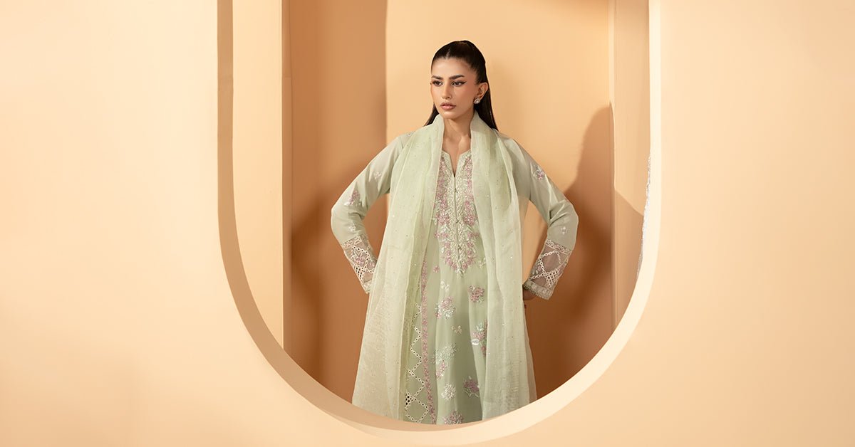 Maria B | RTW | 3 Piece Embroidered Lawn Suit-Brand:Maria B-Type:Luxury Pret-Green - House of Maryam- Buy in UK, USA