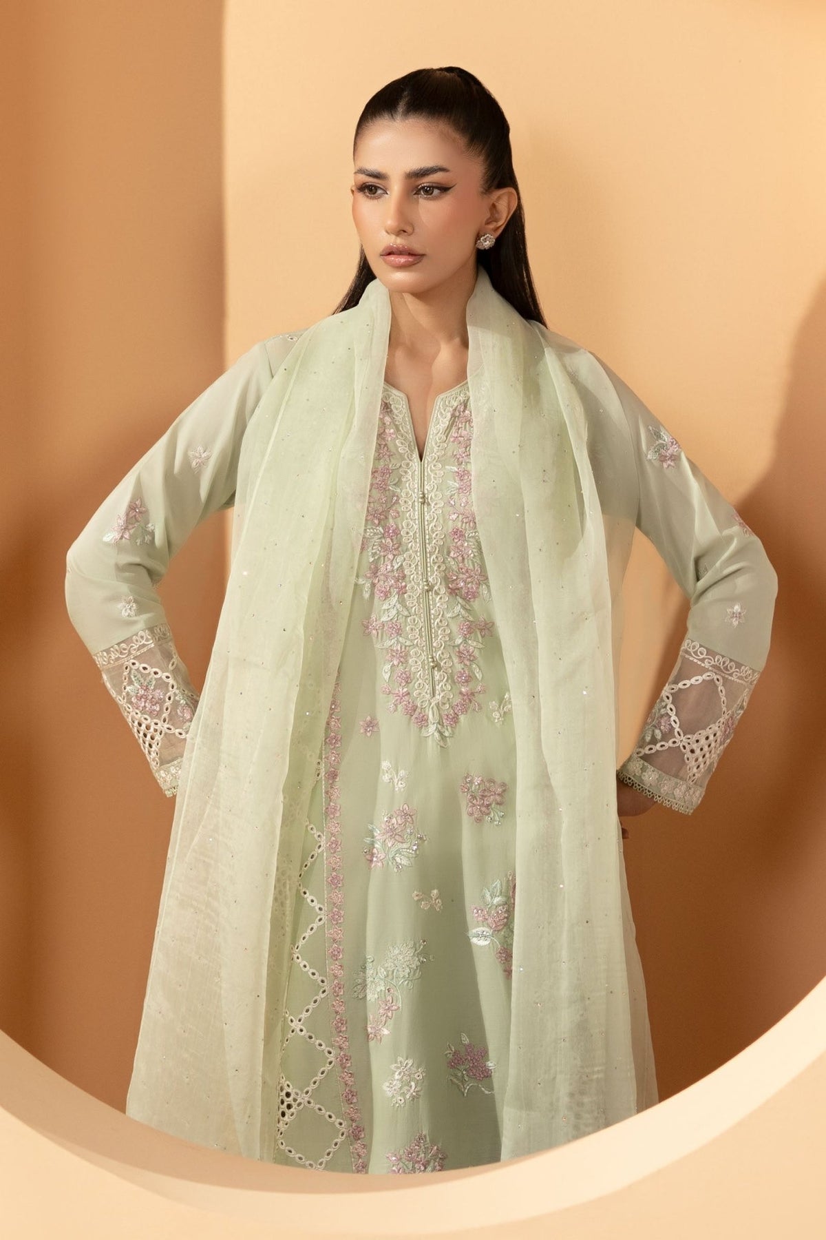 Maria B | RTW | 3 Piece Embroidered Lawn Suit-Brand:Maria B-Type:Luxury Pret-Green - House of Maryam- Buy in UK, USA