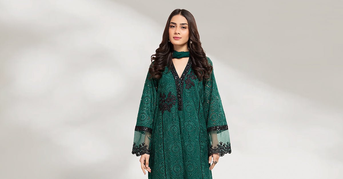 Maria B | RTW | 3 Piece Embroidered Lawn Suit-Brand:Maria B-Type:Luxury Pret-Green - House of Maryam- Buy in UK, USA