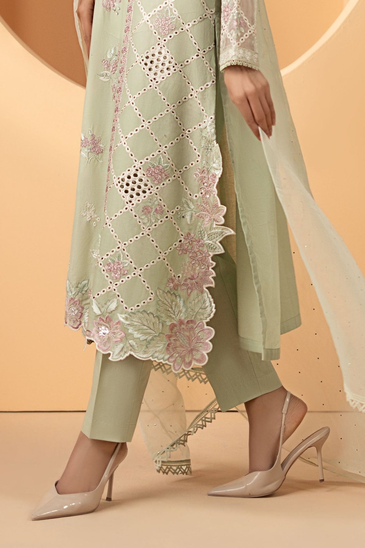 Maria B | RTW | 3 Piece Embroidered Lawn Suit-Brand:Maria B-Type:Luxury Pret-Green - House of Maryam- Buy in UK, USA