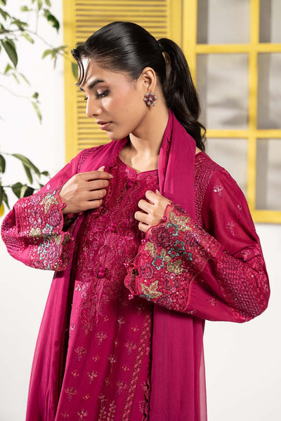 Maria B | RTW | 3 Piece Embroidered Lawn Suit-Brand:Maria B-Type:Luxury Pret-Maroon - House of Maryam- Buy in UK, USA