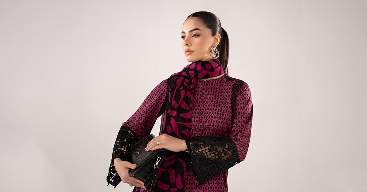 Maria B | RTW | 3 Piece Embroidered Lawn Suit-Brand:Maria B-Type:Luxury Pret-Maroon - House of Maryam- Buy in UK, USA