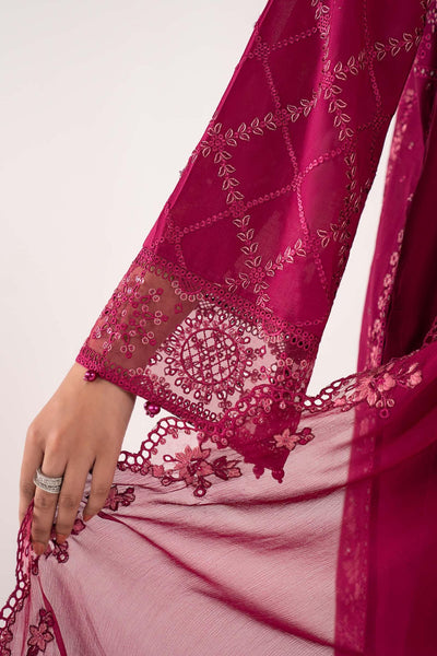 Maria B | RTW | 3 Piece Embroidered Lawn Suit-Brand:Maria B-Type:Luxury Pret-Maroon - House of Maryam- Buy in UK, USA
