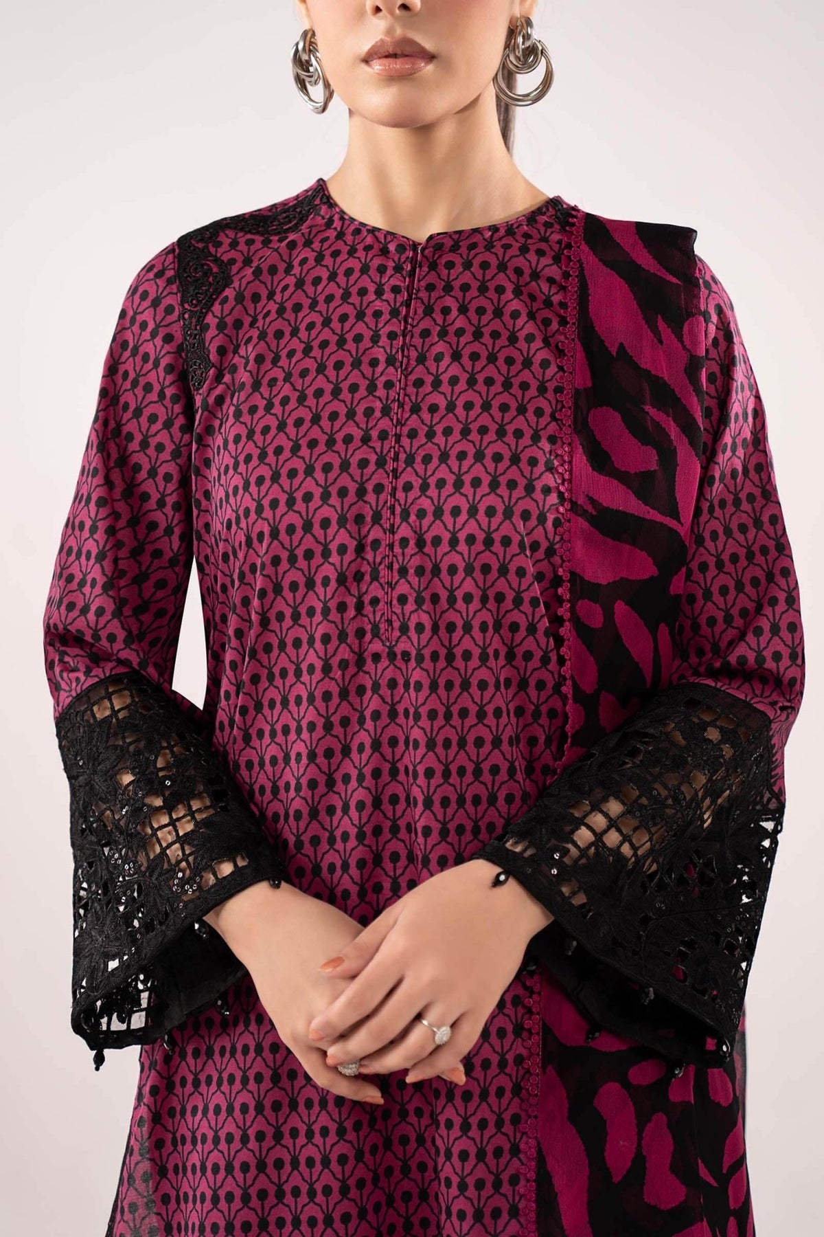 Maria B | RTW | 3 Piece Embroidered Lawn Suit-Brand:Maria B-Type:Luxury Pret-Maroon - House of Maryam- Buy in UK, USA