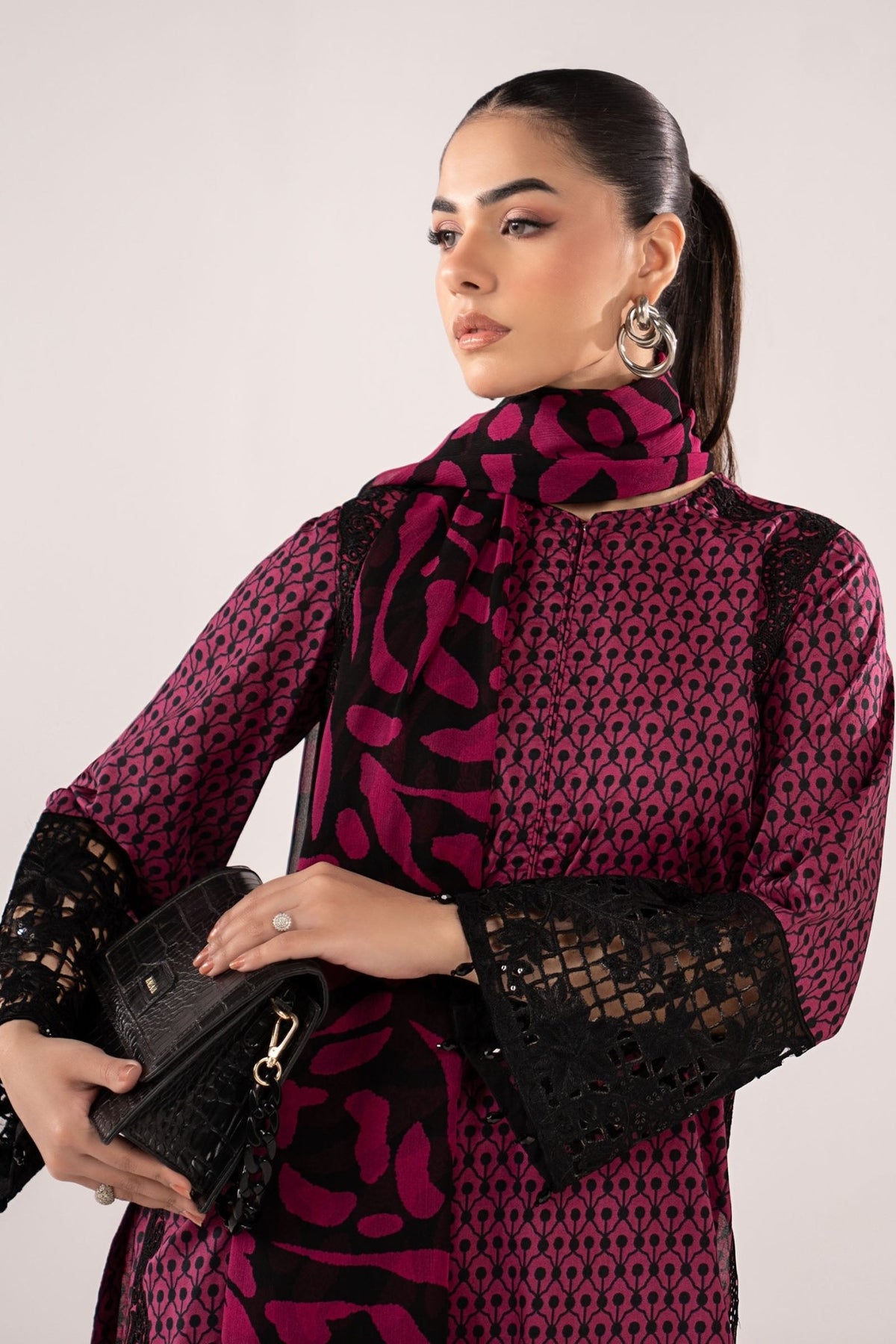 Maria B | RTW | 3 Piece Embroidered Lawn Suit-Brand:Maria B-Type:Luxury Pret-Maroon - House of Maryam- Buy in UK, USA