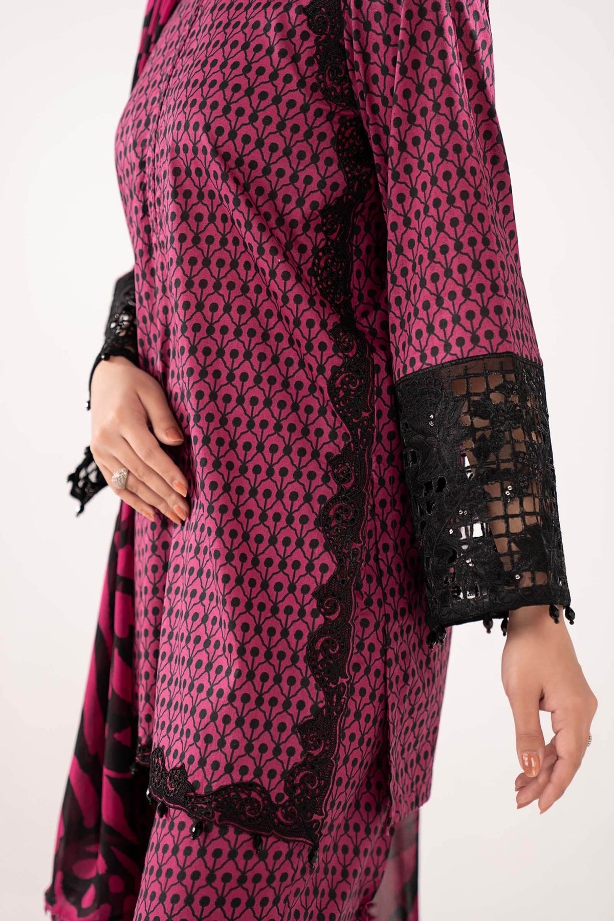 Maria B | RTW | 3 Piece Embroidered Lawn Suit-Brand:Maria B-Type:Luxury Pret-Maroon - House of Maryam- Buy in UK, USA