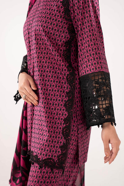 Maria B | RTW | 3 Piece Embroidered Lawn Suit-Brand:Maria B-Type:Luxury Pret-Maroon - House of Maryam- Buy in UK, USA
