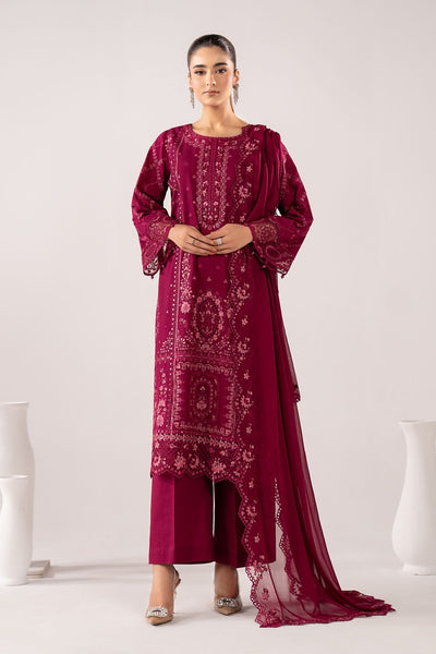 Maria B | RTW | 3 Piece Embroidered Lawn Suit-Brand:Maria B-Type:Luxury Pret-Maroon - House of Maryam- Buy in UK, USA