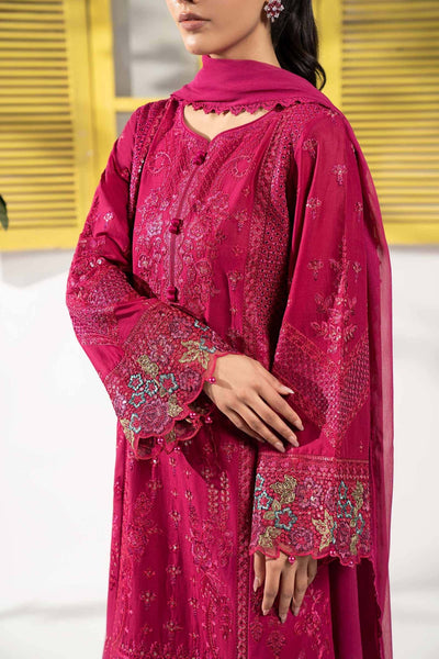 Maria B | RTW | 3 Piece Embroidered Lawn Suit-Brand:Maria B-Type:Luxury Pret-Maroon - House of Maryam- Buy in UK, USA