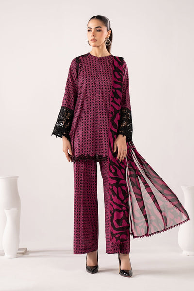 Maria B | RTW | 3 Piece Embroidered Lawn Suit-Brand:Maria B-Type:Luxury Pret-Maroon - House of Maryam- Buy in UK, USA