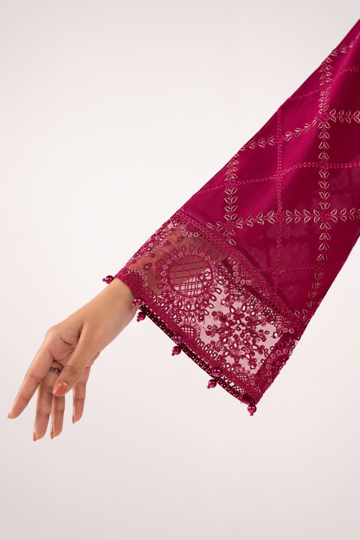 Maria B | RTW | 3 Piece Embroidered Lawn Suit-Brand:Maria B-Type:Luxury Pret-Maroon - House of Maryam- Buy in UK, USA