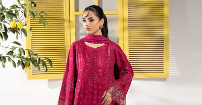 Maria B | RTW | 3 Piece Embroidered Lawn Suit-Brand:Maria B-Type:Luxury Pret-Maroon - House of Maryam- Buy in UK, USA