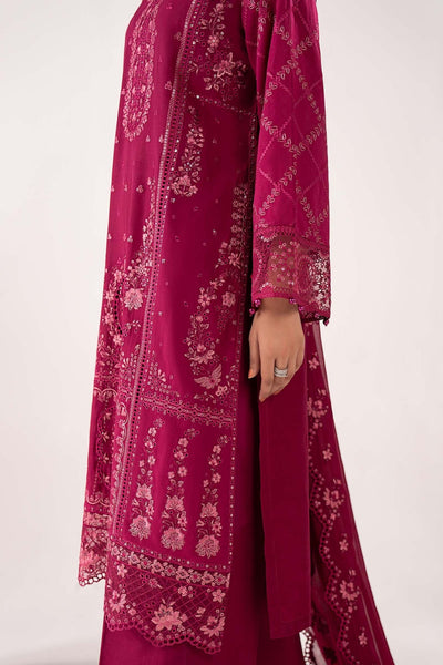 Maria B | RTW | 3 Piece Embroidered Lawn Suit-Brand:Maria B-Type:Luxury Pret-Maroon - House of Maryam- Buy in UK, USA
