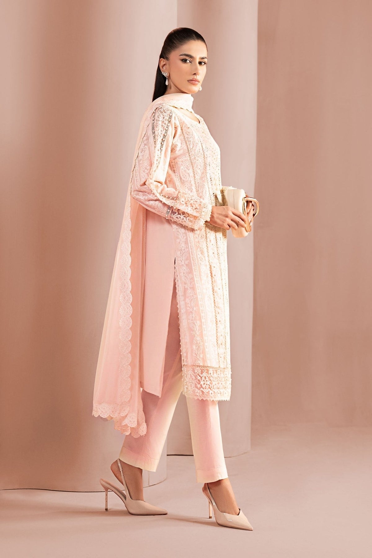 Maria B | RTW | 3 Piece Embroidered Lawn Suit-Brand:Maria B-Type:Luxury Pret-Pink - House of Maryam- Buy in UK, USA