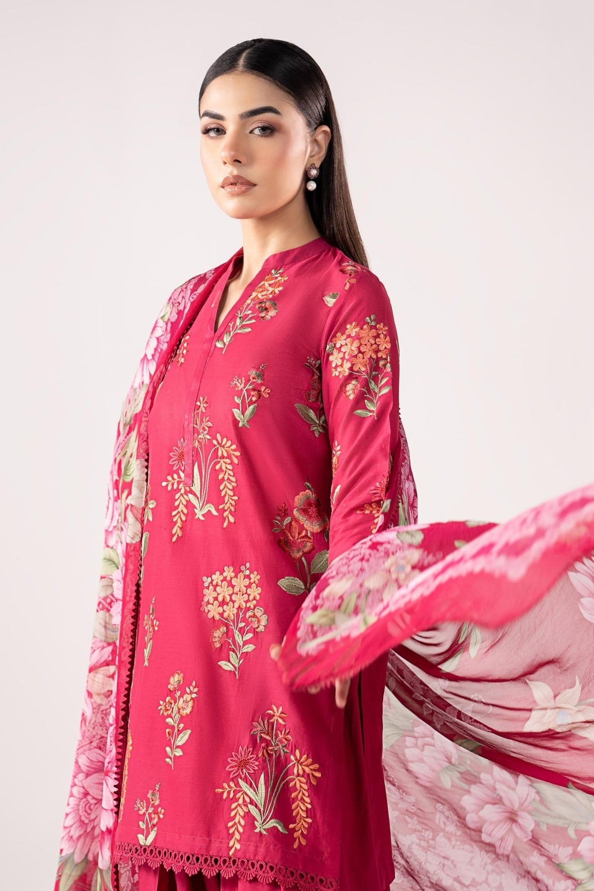 Maria B | RTW | 3 Piece Embroidered Lawn Suit-Brand:Maria B-Type:Luxury Pret-Pink - House of Maryam- Buy in UK, USA