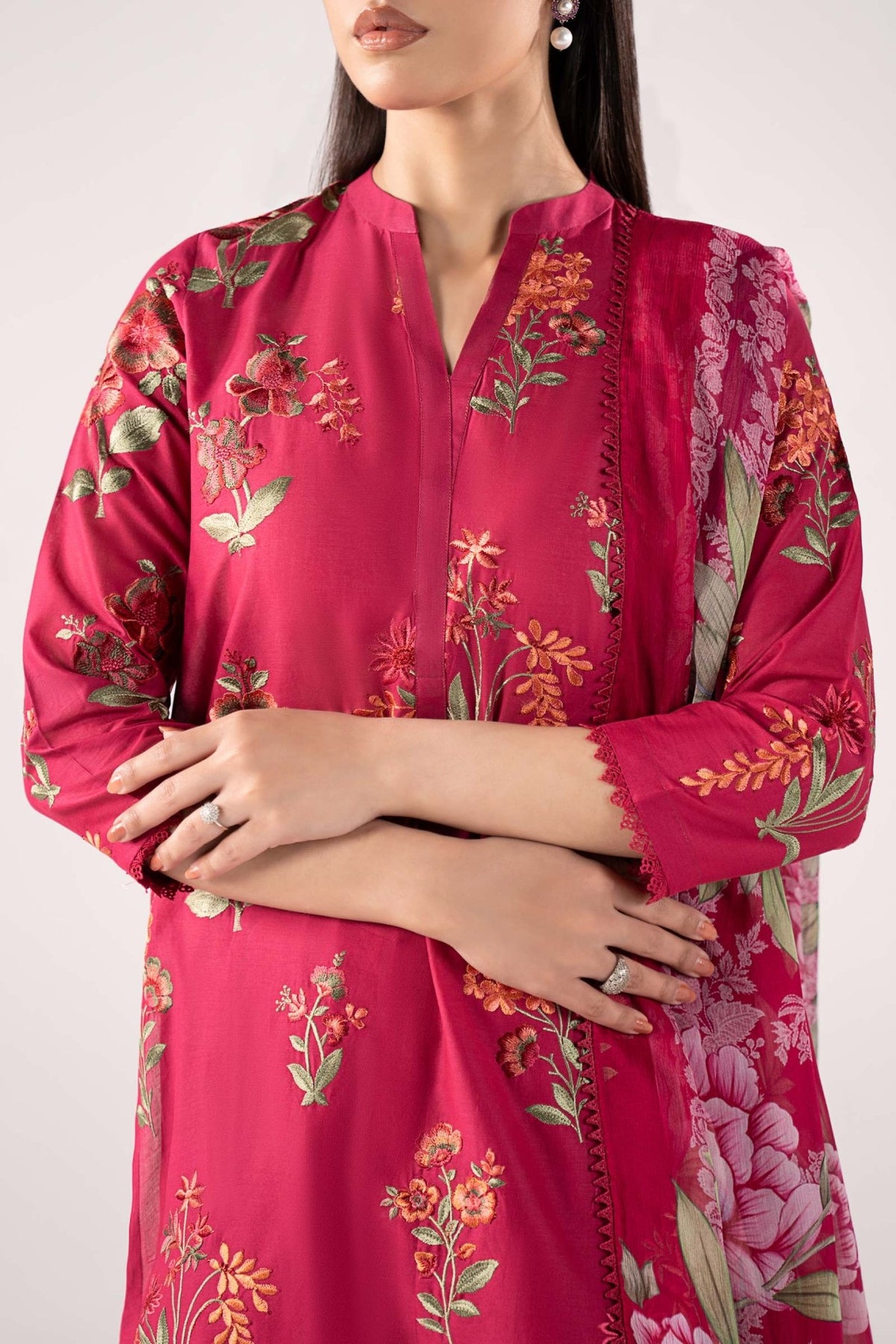 Maria B | RTW | 3 Piece Embroidered Lawn Suit-Brand:Maria B-Type:Luxury Pret-Pink - House of Maryam- Buy in UK, USA