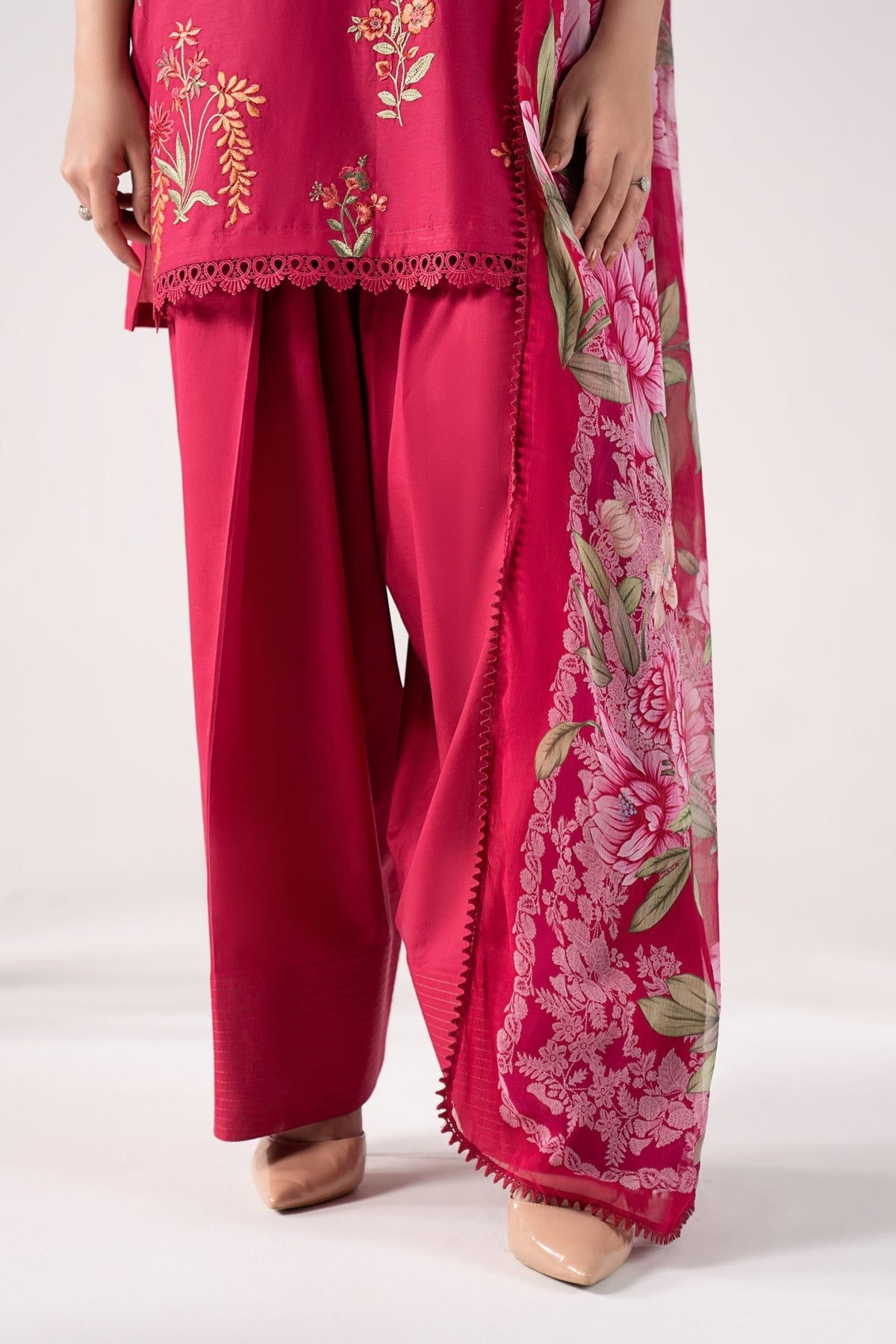 Maria B | RTW | 3 Piece Embroidered Lawn Suit-Brand:Maria B-Type:Luxury Pret-Pink - House of Maryam- Buy in UK, USA