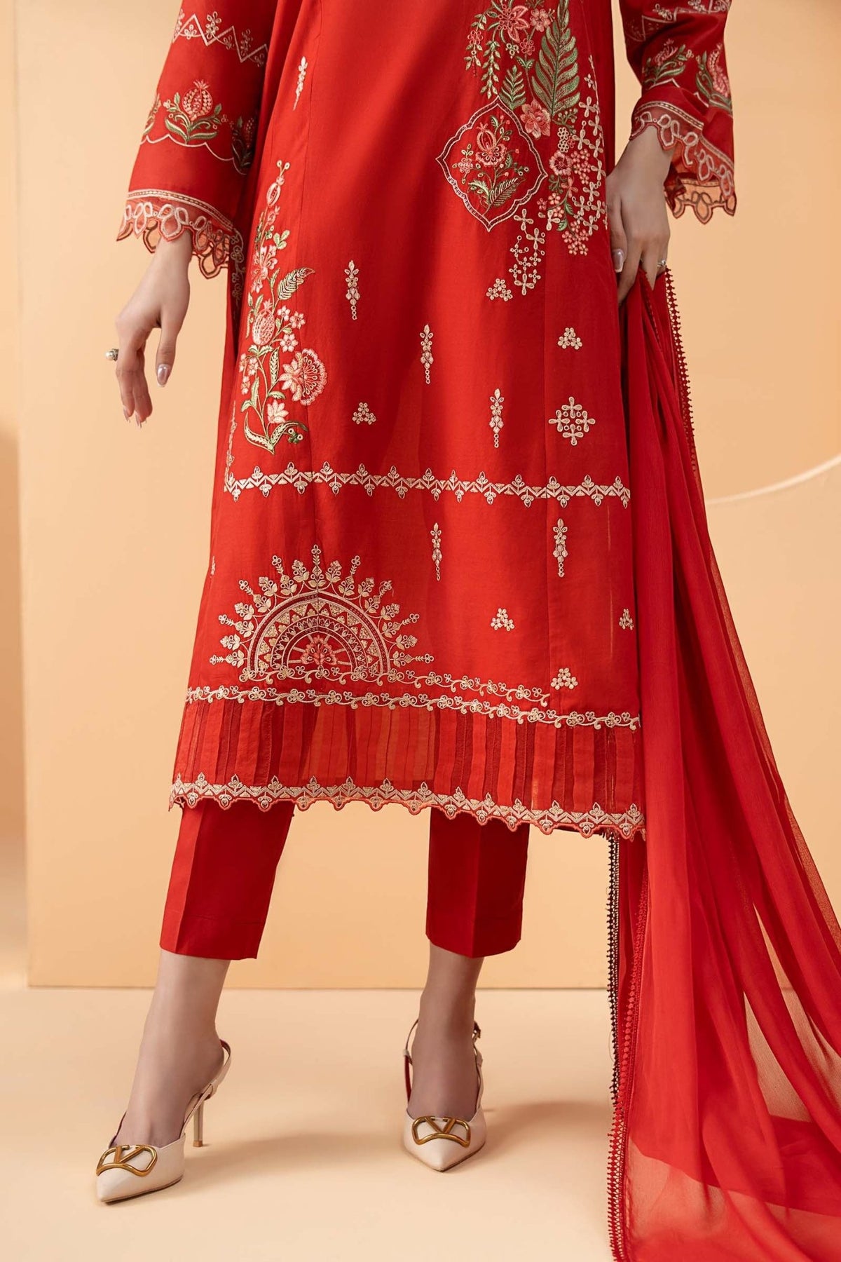 Maria B | RTW | 3 Piece Embroidered Lawn Suit-Brand:Maria B-Type:Luxury Pret-Pink - House of Maryam- Buy in UK, USA