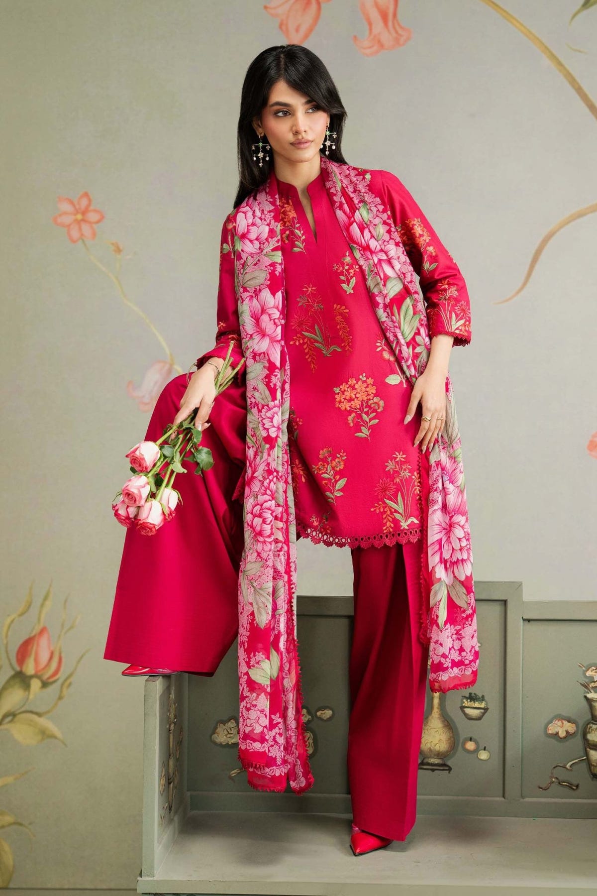 Maria B | RTW | 3 Piece Embroidered Lawn Suit-Brand:Maria B-Type:Luxury Pret-Pink - House of Maryam- Buy in UK, USA