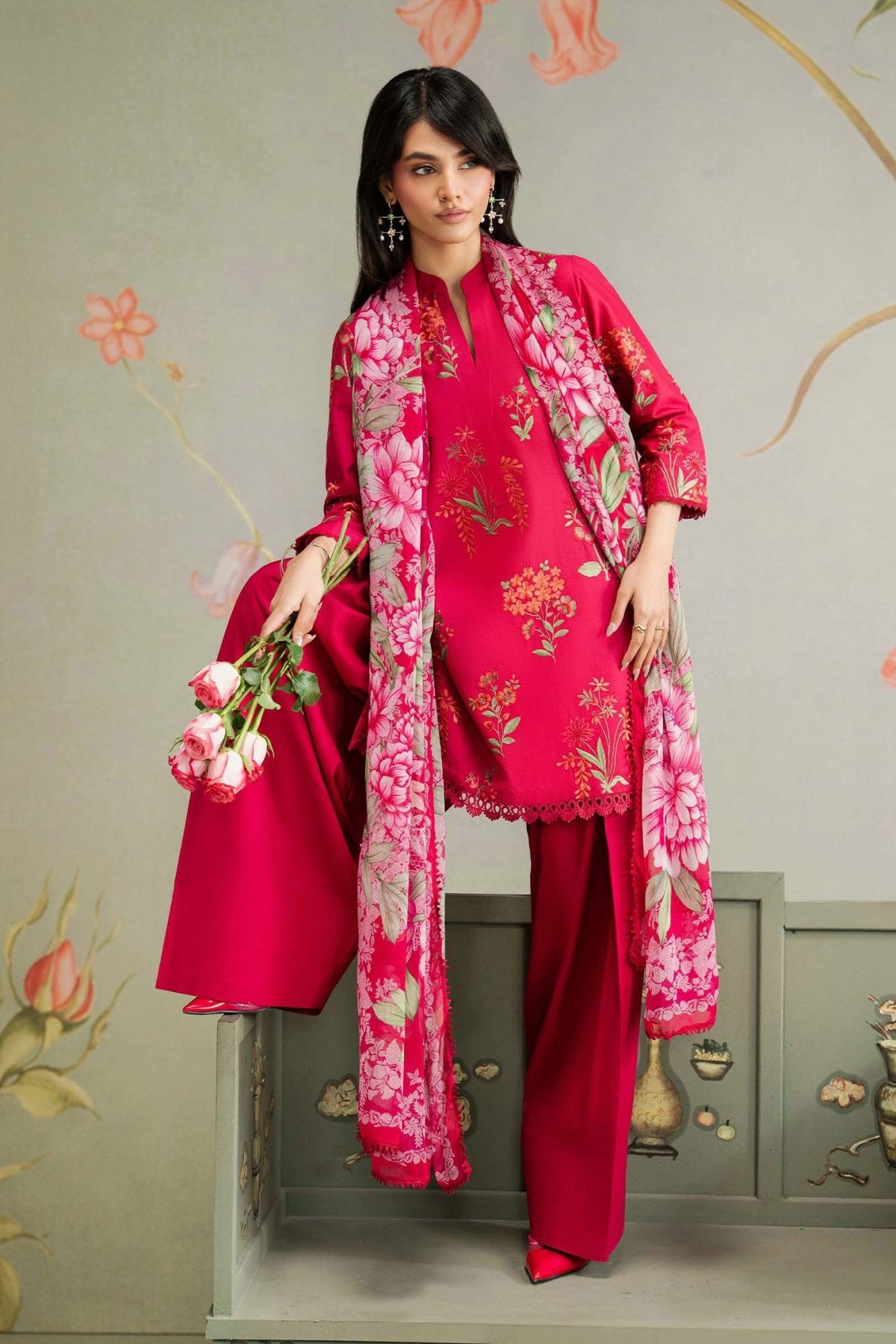 Maria B | RTW | 3 Piece Embroidered Lawn Suit-Brand:Maria B-Type:Luxury Pret-Pink - House of Maryam- Buy in UK, USA