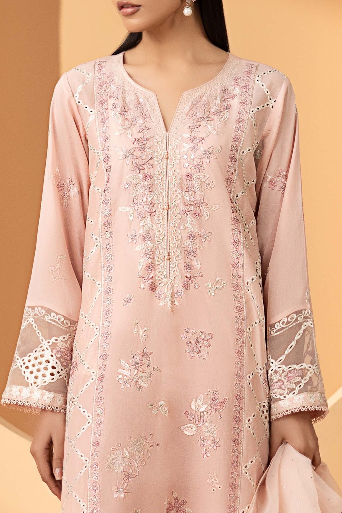 Maria B | RTW | 3 Piece Embroidered Lawn Suit-Brand:Maria B-Type:Luxury Pret-Pink - House of Maryam- Buy in UK, USA