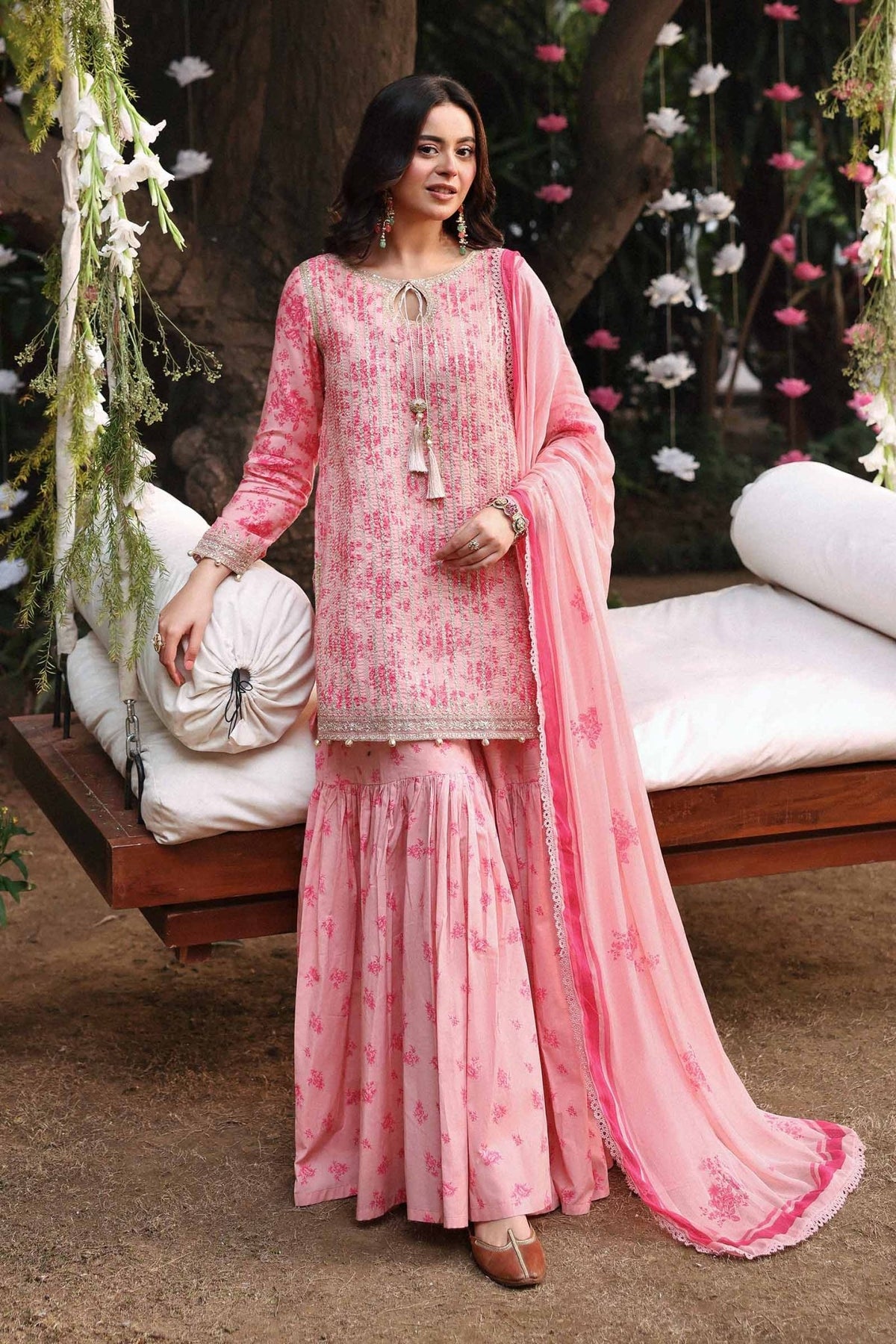 Maria B | RTW | 3 Piece Embroidered Lawn Suit-Brand:Maria B-Type:Luxury Pret-Pink - House of Maryam- Buy in UK, USA