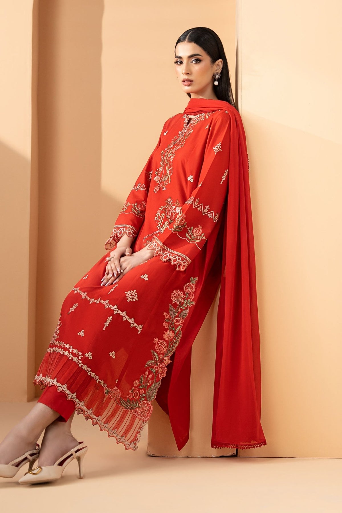 Maria B | RTW | 3 Piece Embroidered Lawn Suit-Brand:Maria B-Type:Luxury Pret-Pink - House of Maryam- Buy in UK, USA