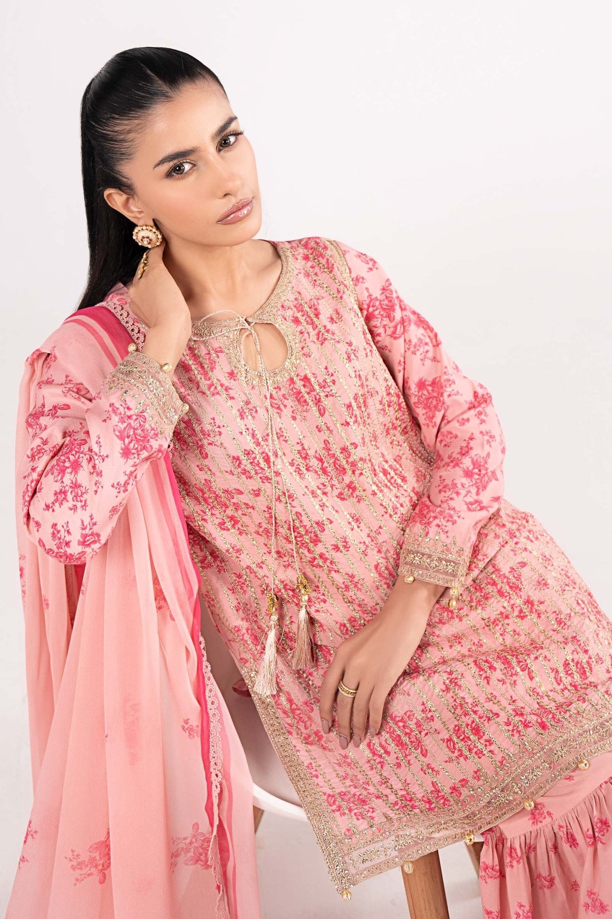 Maria B | RTW | 3 Piece Embroidered Lawn Suit-Brand:Maria B-Type:Luxury Pret-Pink - House of Maryam- Buy in UK, USA