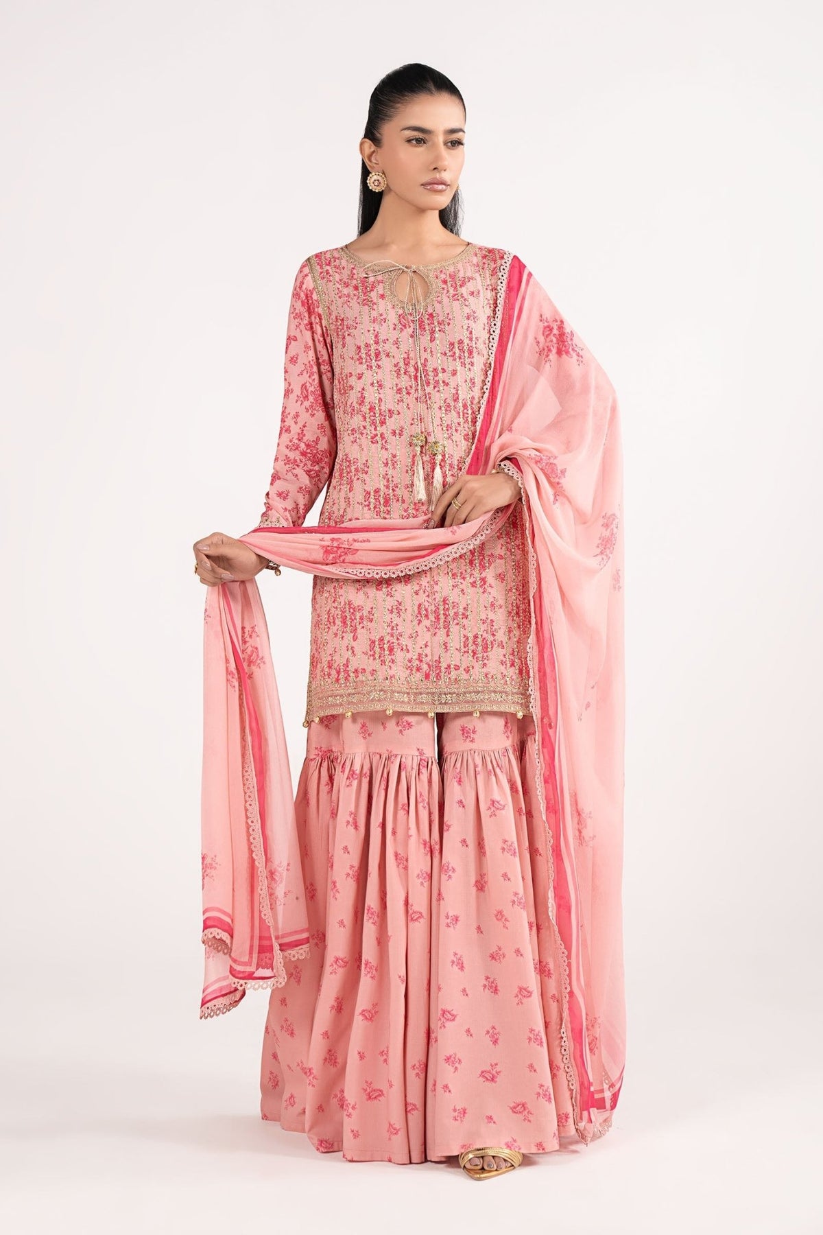 Maria B | RTW | 3 Piece Embroidered Lawn Suit-Brand:Maria B-Type:Luxury Pret-Pink - House of Maryam- Buy in UK, USA