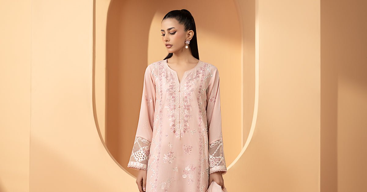 Maria B | RTW | 3 Piece Embroidered Lawn Suit-Brand:Maria B-Type:Luxury Pret-Pink - House of Maryam- Buy in UK, USA