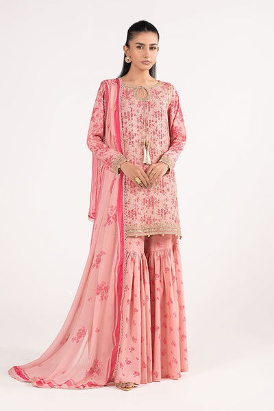 Maria B | RTW | 3 Piece Embroidered Lawn Suit-Brand:Maria B-Type:Luxury Pret-Pink - House of Maryam- Buy in UK, USA