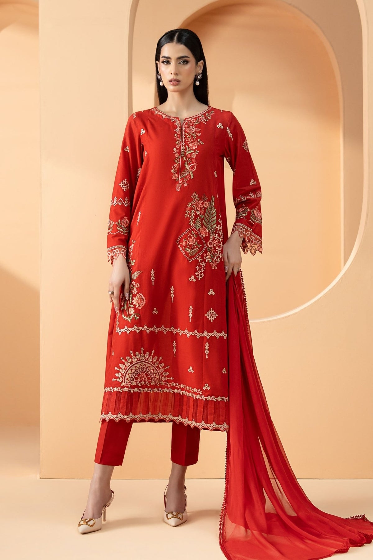 Maria B | RTW | 3 Piece Embroidered Lawn Suit-Brand:Maria B-Type:Luxury Pret-Pink - House of Maryam- Buy in UK, USA