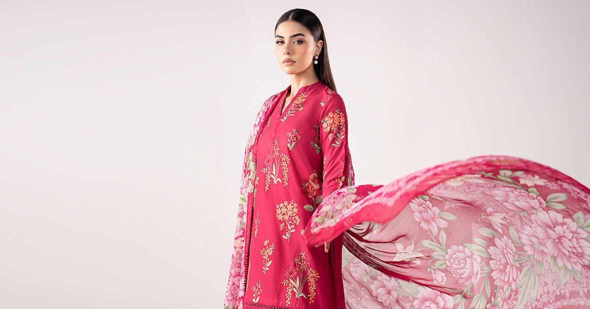 Maria B | RTW | 3 Piece Embroidered Lawn Suit-Brand:Maria B-Type:Luxury Pret-Pink - House of Maryam- Buy in UK, USA