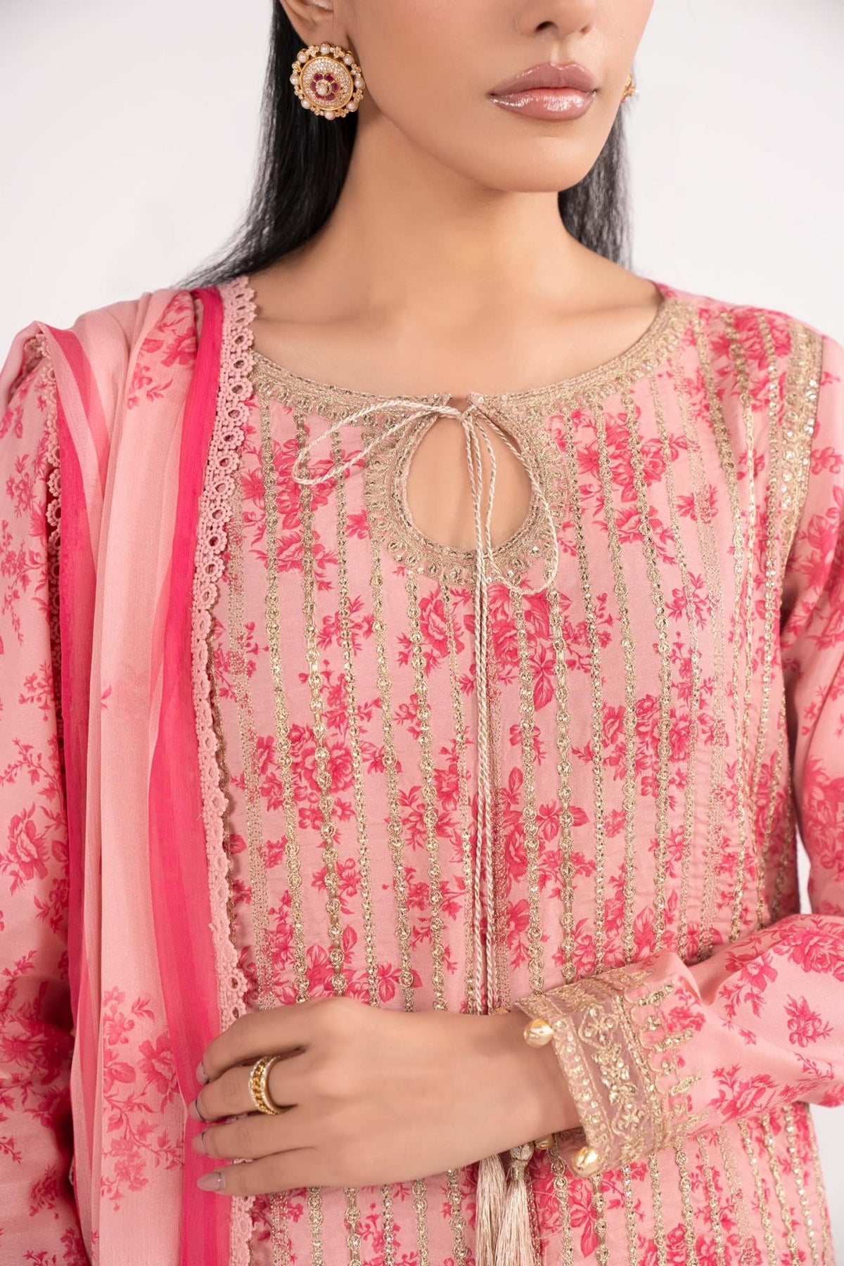 Maria B | RTW | 3 Piece Embroidered Lawn Suit-Brand:Maria B-Type:Luxury Pret-Pink - House of Maryam- Buy in UK, USA