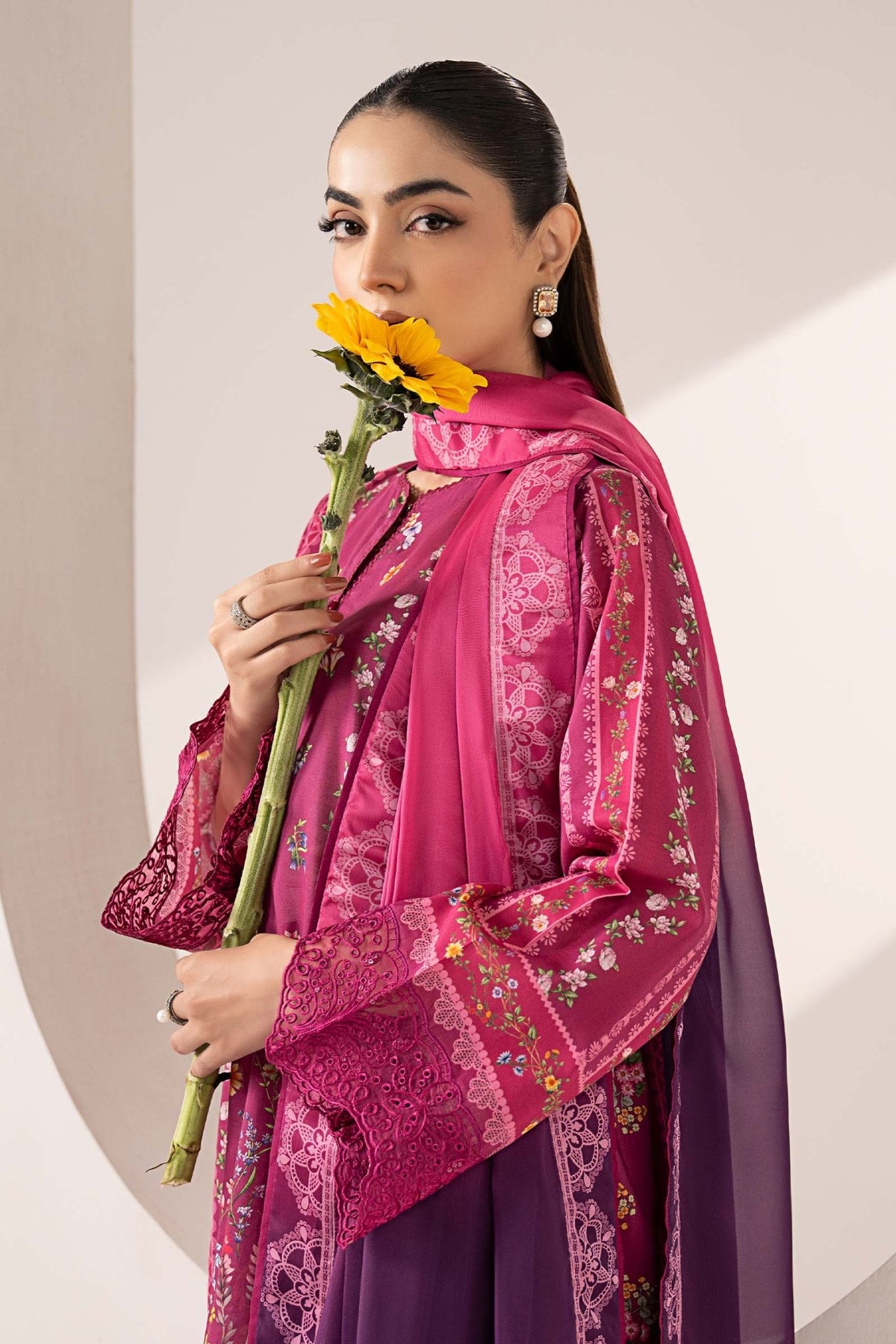 Maria B | RTW | 3 Piece Embroidered Lawn Suit-Brand:Maria B-Type:Luxury Pret-Purple - House of Maryam- Buy in UK, USA