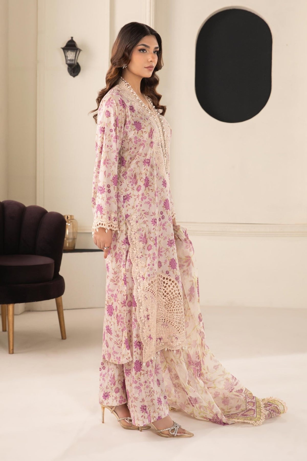 Maria B | RTW | 3 Piece Embroidered Lawn Suit-Brand:Maria B-Type:Luxury Pret-Purple - House of Maryam- Buy in UK, USA