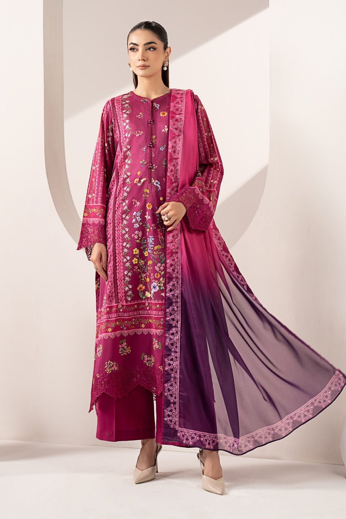 Maria B | RTW | 3 Piece Embroidered Lawn Suit-Brand:Maria B-Type:Luxury Pret-Purple - House of Maryam- Buy in UK, USA