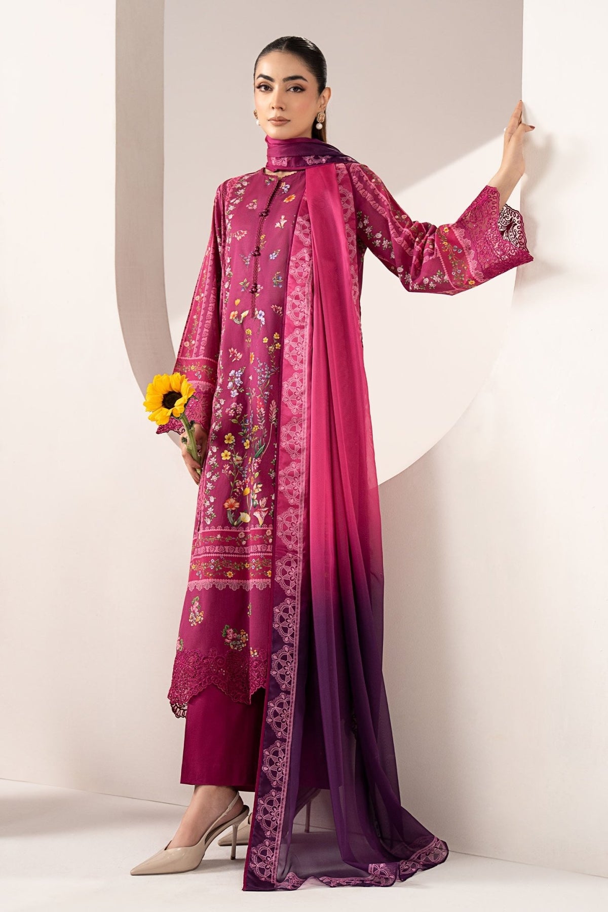 Maria B | RTW | 3 Piece Embroidered Lawn Suit-Brand:Maria B-Type:Luxury Pret-Purple - House of Maryam- Buy in UK, USA