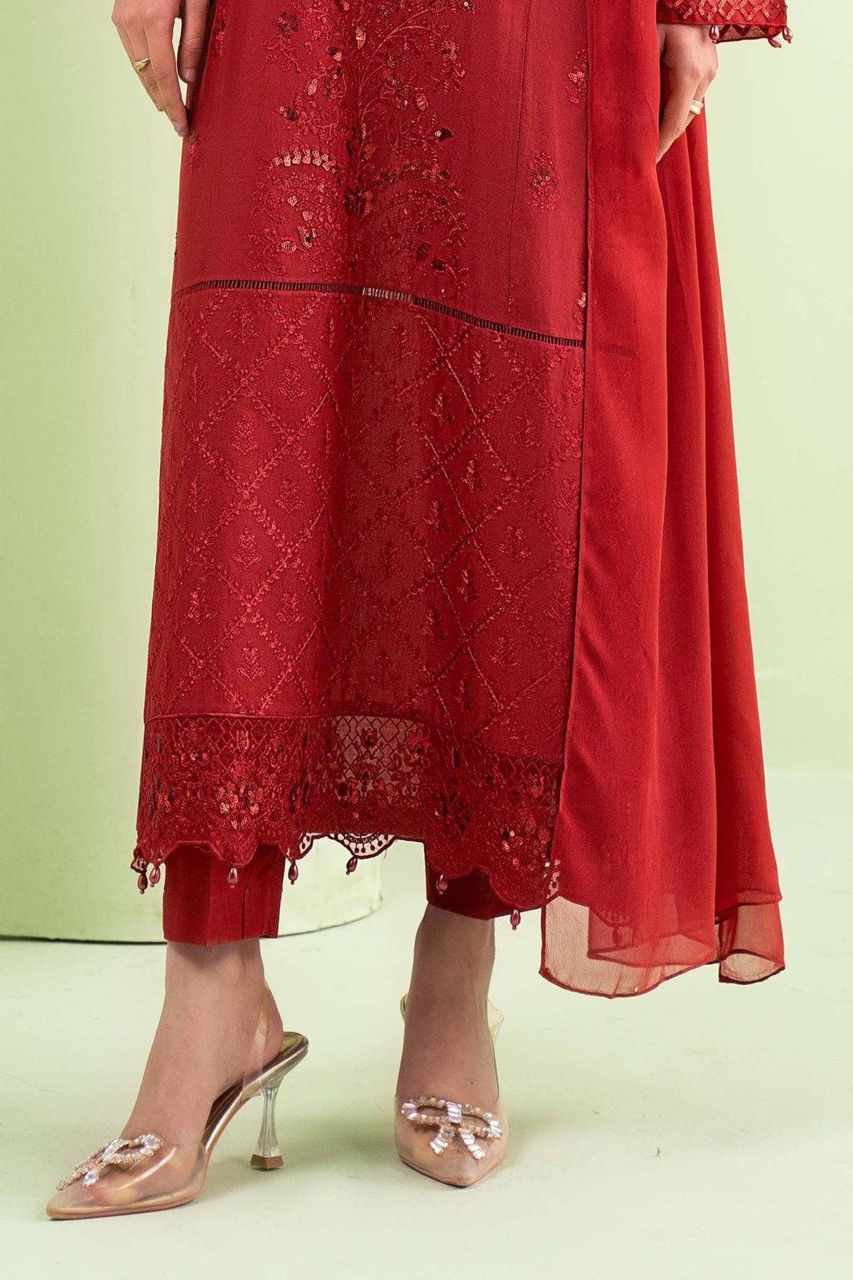 Maria B | RTW | 3 Piece Embroidered Lawn Suit-Brand:Maria B-Type:Luxury Pret-Red - House of Maryam- Buy in UK, USA