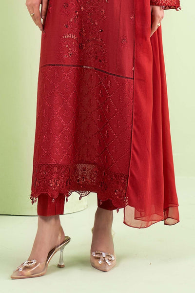 Maria B | RTW | 3 Piece Embroidered Lawn Suit-Brand:Maria B-Type:Luxury Pret-Red - House of Maryam- Buy in UK, USA