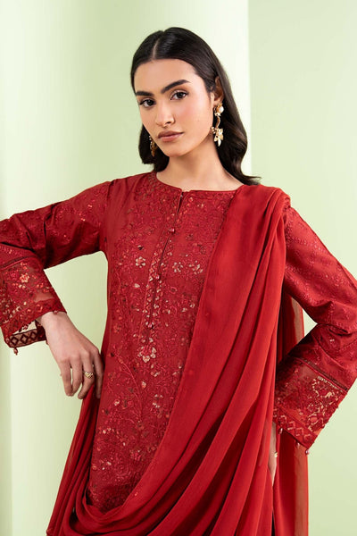 Maria B | RTW | 3 Piece Embroidered Lawn Suit-Brand:Maria B-Type:Luxury Pret-Red - House of Maryam- Buy in UK, USA