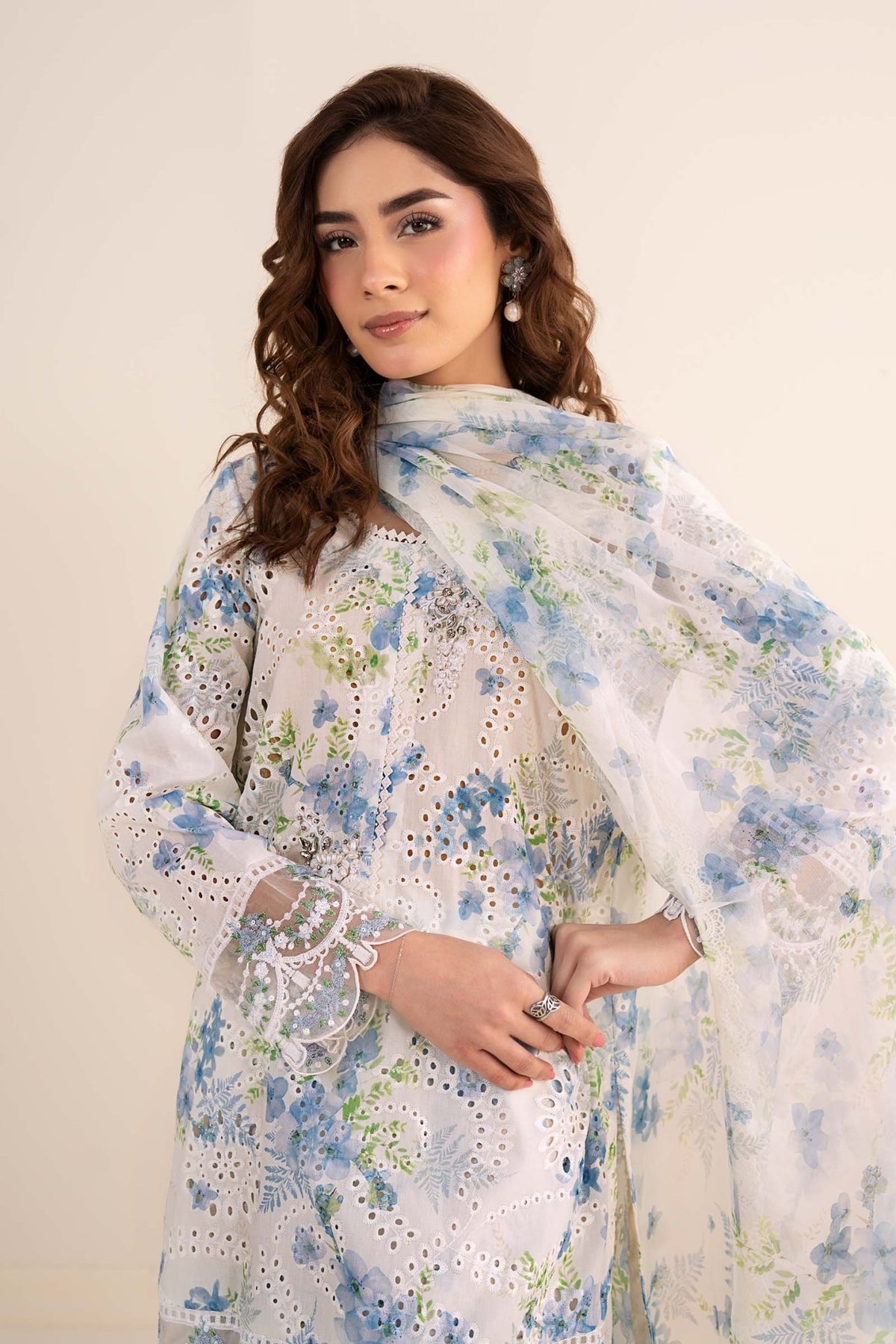 Maria B | RTW | 3 Piece Embroidered Lawn Suit-Brand:Maria B-Type:Luxury Pret-White - House of Maryam- Buy in UK, USA
