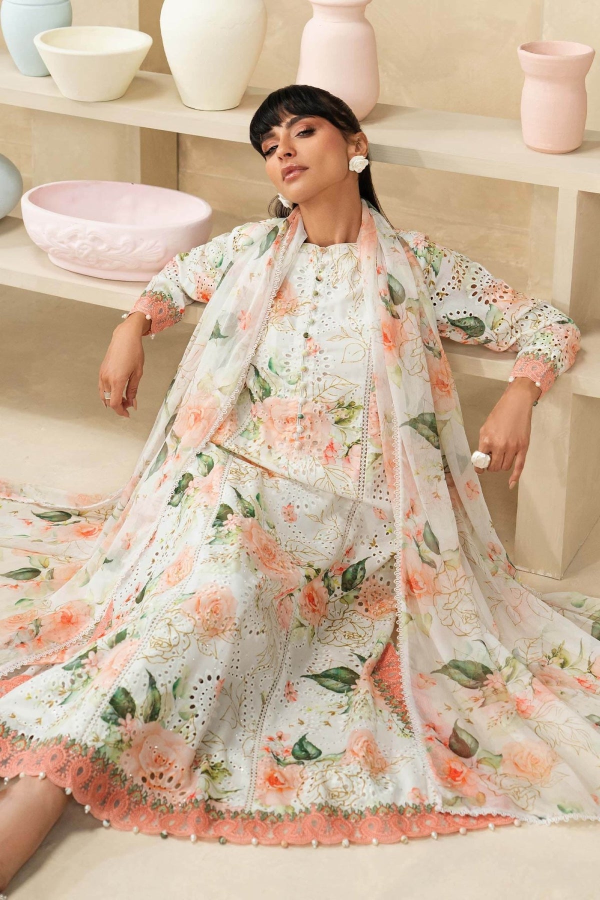 Maria B | RTW | 3 Piece Embroidered Lawn Suit-Brand:Maria B-Type:Luxury Pret-White - House of Maryam- Buy in UK, USA