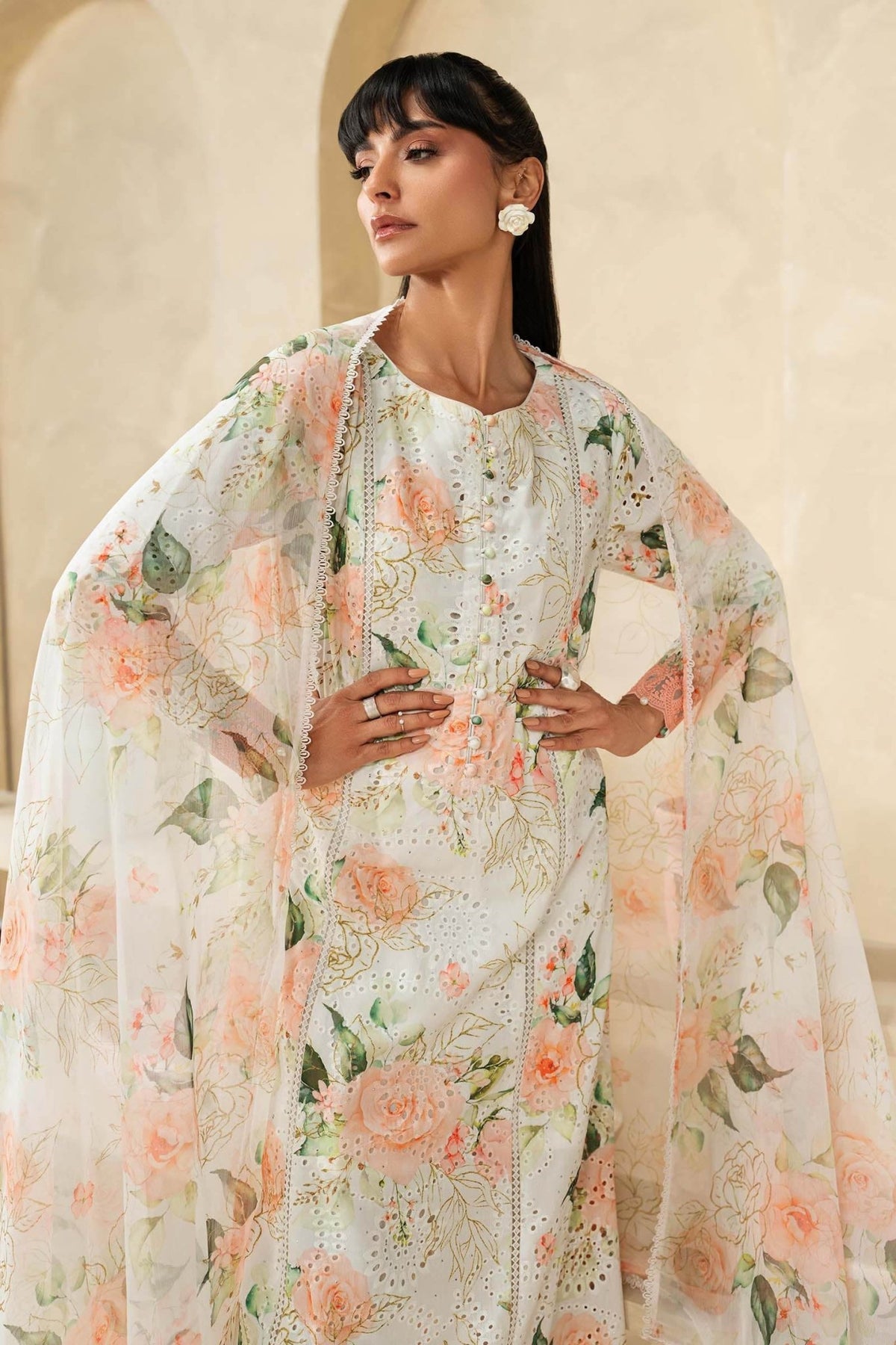 Maria B | RTW | 3 Piece Embroidered Lawn Suit-Brand:Maria B-Type:Luxury Pret-White - House of Maryam- Buy in UK, USA