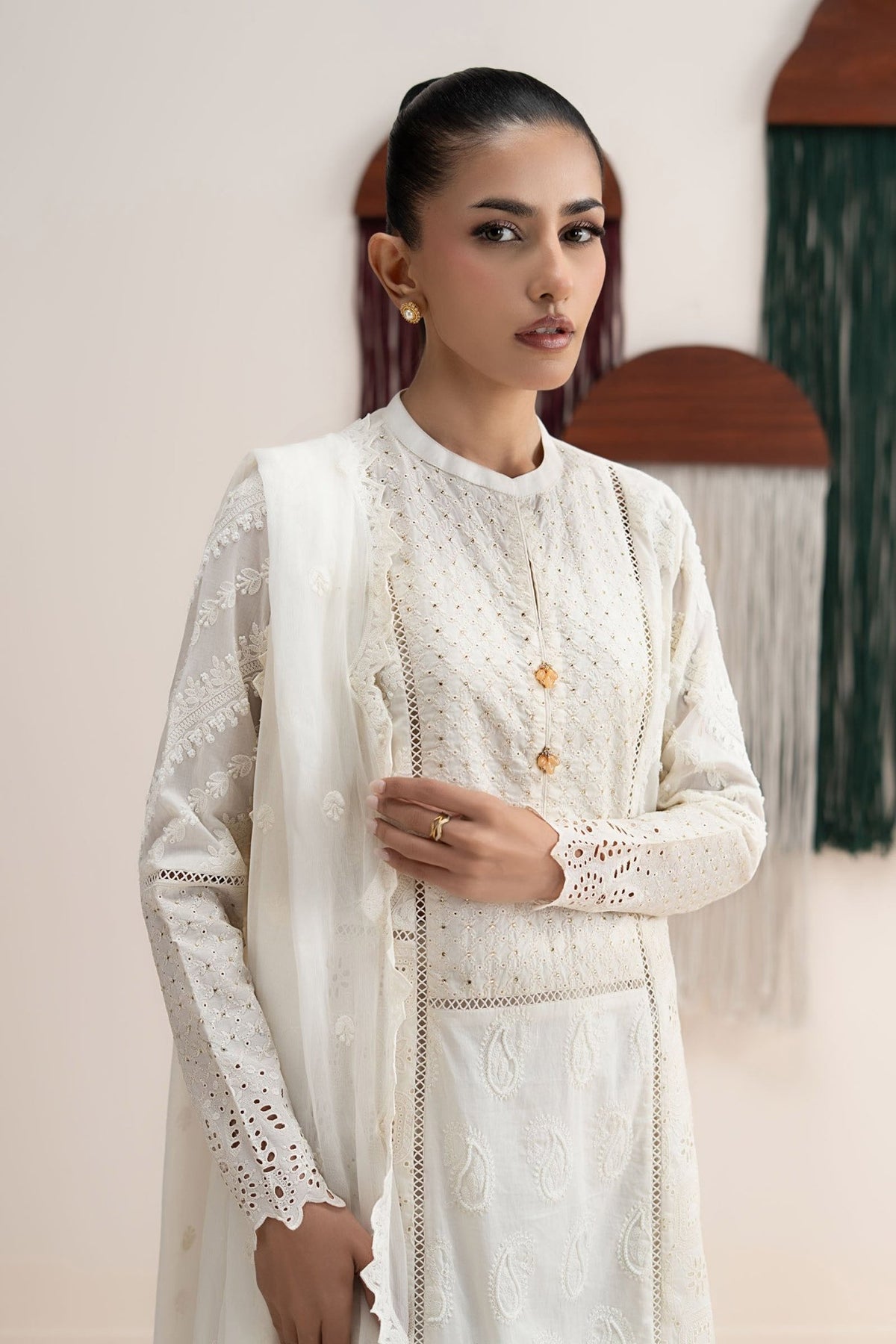Maria B | RTW | 3 Piece Embroidered Lawn Suit-Brand:Maria B-Type:Luxury Pret-White - House of Maryam- Buy in UK, USA