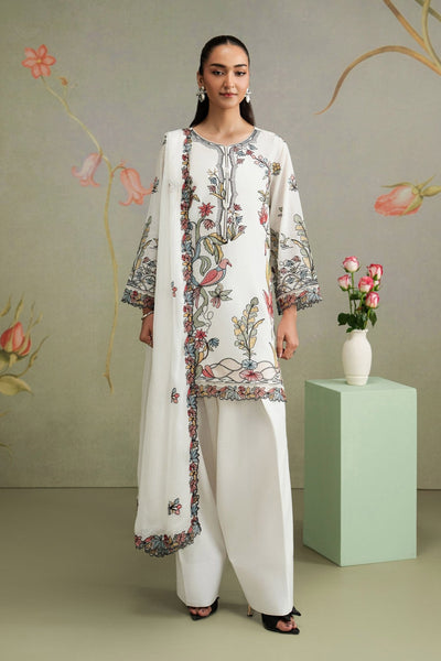 Maria B | RTW | 3 Piece Embroidered Lawn Suit-Brand:Maria B-Type:Luxury Pret-White - House of Maryam- Buy in UK, USA