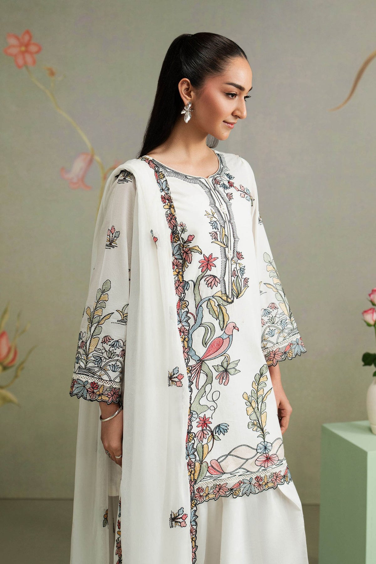 Maria B | RTW | 3 Piece Embroidered Lawn Suit-Brand:Maria B-Type:Luxury Pret-White - House of Maryam- Buy in UK, USA