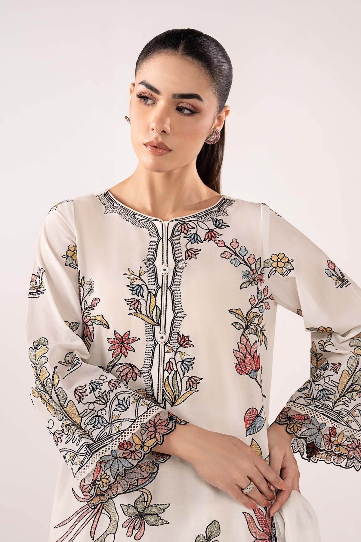 Maria B | RTW | 3 Piece Embroidered Lawn Suit-Brand:Maria B-Type:Luxury Pret-White - House of Maryam- Buy in UK, USA