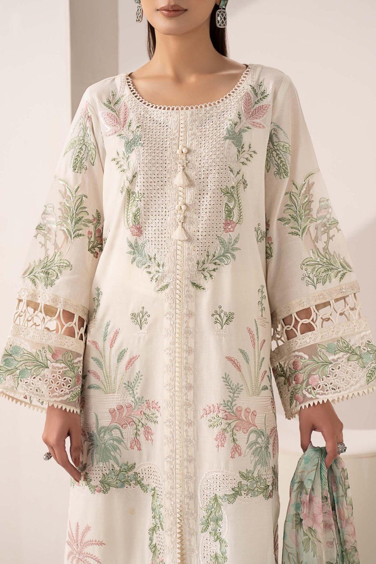 Maria B | RTW | 3 Piece Embroidered Lawn Suit-Brand:Maria B-Type:Luxury Pret-White - House of Maryam- Buy in UK, USA