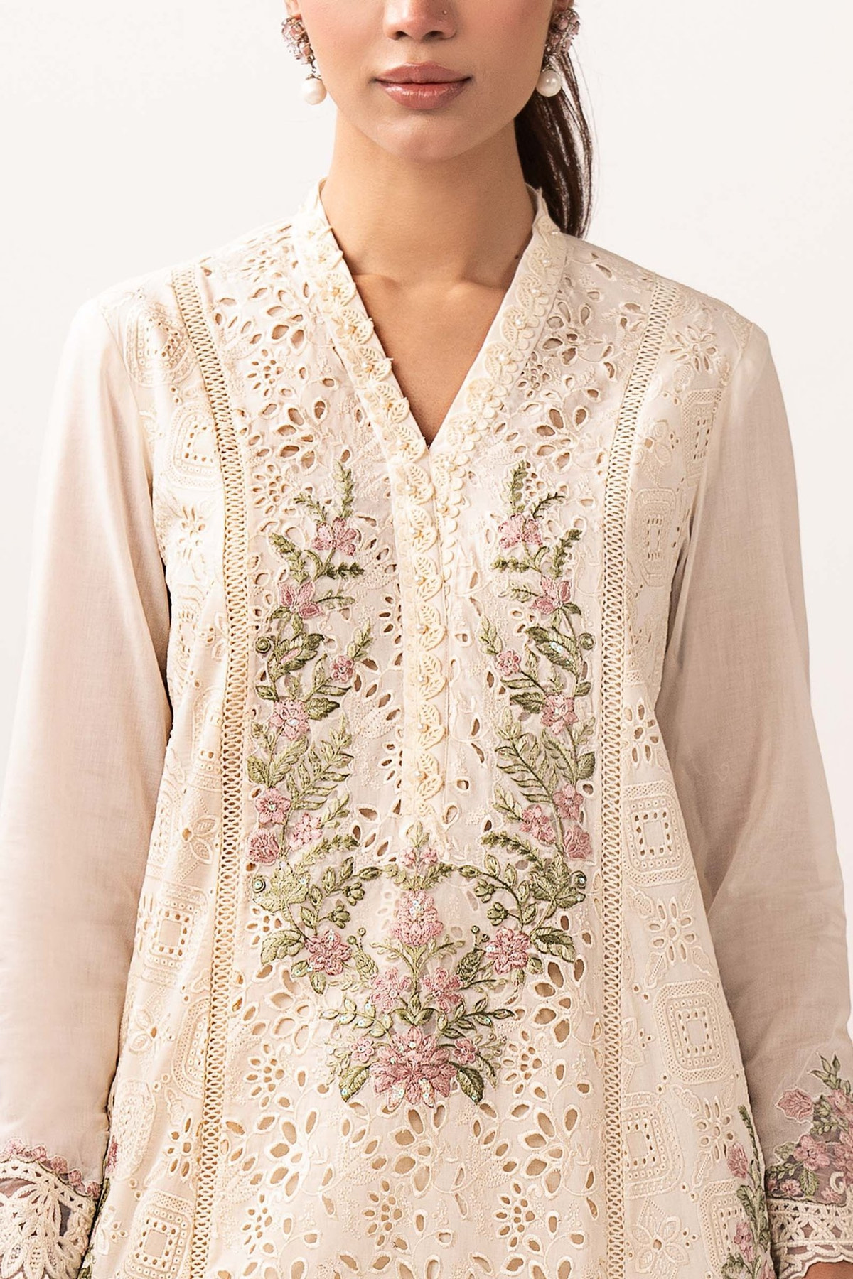 Maria B | RTW | 3 Piece Embroidered Lawn Suit-Brand:Maria B-Type:Luxury Pret-White - House of Maryam- Buy in UK, USA